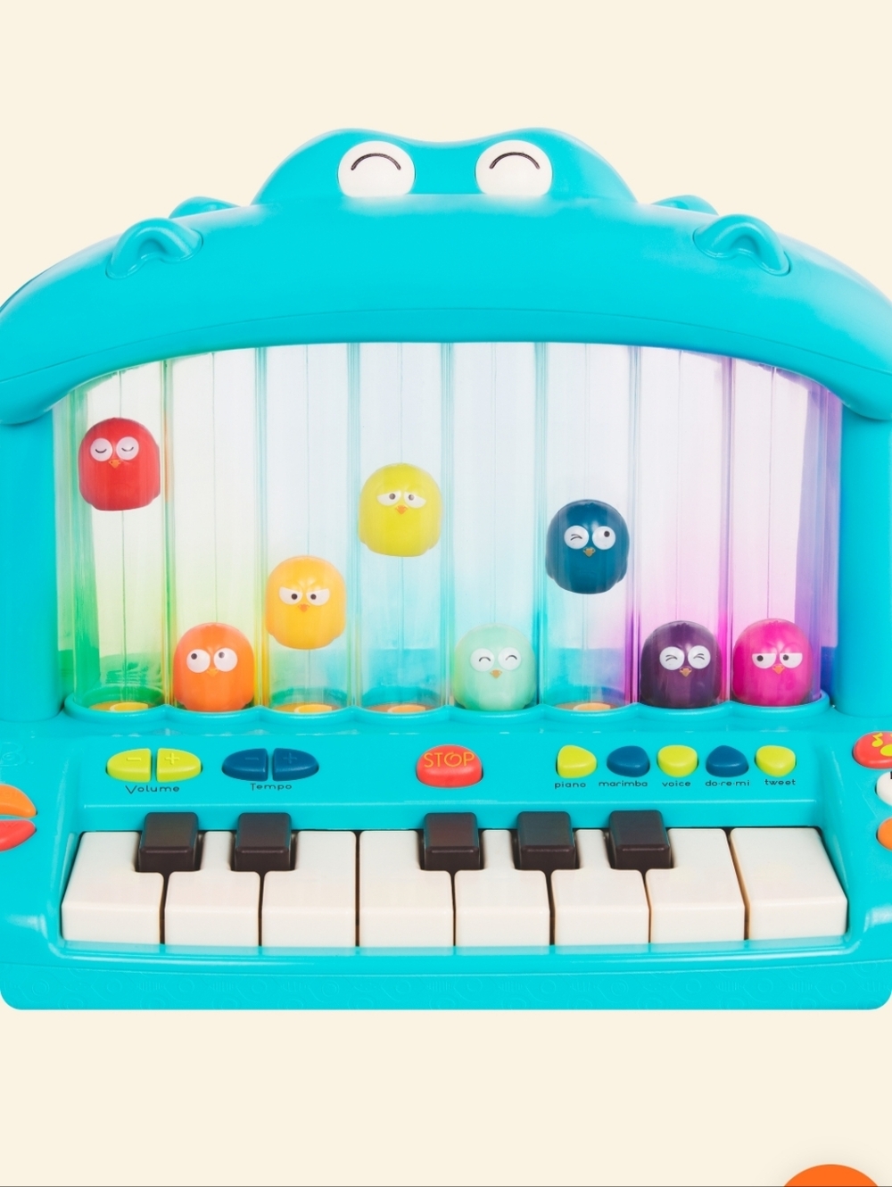 B Toys Hippo Pop Musical Piano Keyboard Toy